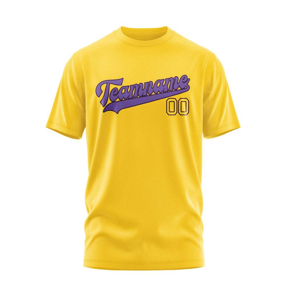 Custom Gold Light Purple T-Shirt